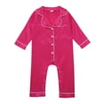 thumbnail image 1 of Combinaison Bébé Garçon Pyjama en Soie Boutons Manches Longues Satin, 1 of 7