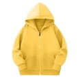 thumbnail image 2 of Milgrthf Unisexe Garçons Filles Chandails d'Automne Sport Décontracté Manches Longues Fermeture Éclair Complète Mignon Col Ras du Cou Basique Couleur Unie Chandails à Capuchon Chandail avec Poche Jaune 7-8 Ans, 2 of 5