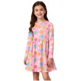 thumbnail image 1 of Robe à Manches Longues pour Filles, Robe Patineuse Tournoyante pour Récital d'École, Robe de Fête Décontractée Évasée Extensible, Chandail à Col Rond Doux pour Enfants de 4 à 14 Ans, 1 of 7