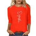 thumbnail image 2 of Jsaierl Chemises Foi de Jésus pour Femmes Croix Chrétienne Graphique Manches 3/4 Hauts Décontractés Col Rond Blouses Tuniques Classiques Tendance, 2 of 5
