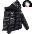 thumbnail image 2 of Shiny down jacket men's winter jacket stand collar down jacket with hood, 2 of 4