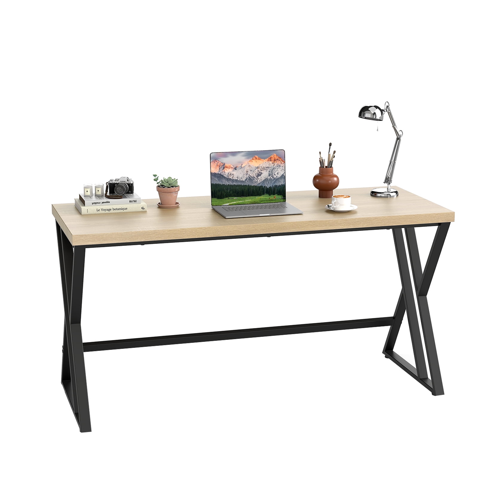 Gymax 59'' Computer Desk Large Industrial Home Office Desk w/ Heavy-duty Metal Frame