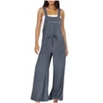 thumbnail image 1 of RKSTN Jumpsuits for Women 2024 New Fashion Halter Sleeveless Zipped Pockets Loose Plus Size Rompers Casual Summer Wide Leg Solid Color Long Jumpsuits, 1 of 5