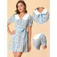 thumbnail image 1 of INSPIRE CHIC Robe-Chemise Courte à Manches Courtes pour Femmes, Coupe Évasée, Col Contrastant, 1 of 4