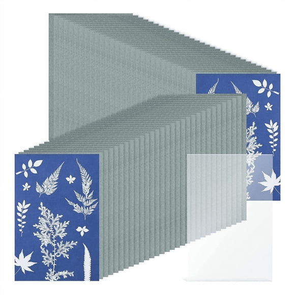 61 Pcs Papier d'Impression Solaire Cyanotype, Kit de Papier, Papier de Dessin Solaire Sensibilité, Papier d'Impression Nature (5,9 X 3,9 Po)