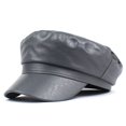 thumbnail image 2 of LinYooLi Pi Jun Hat Female Autumn And Winter Alphabet Student Hat Edition Fashion PU Naval Hat High -Speed Sales Tong Hat, 2 of 5