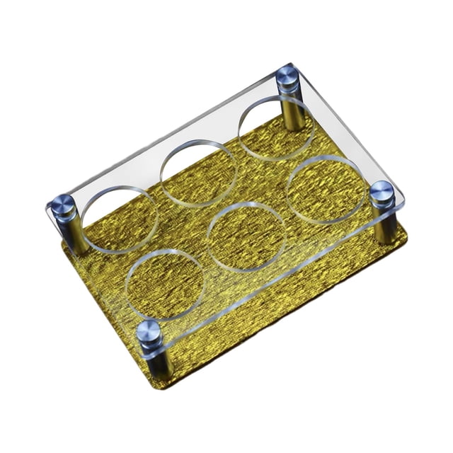 Rongfmy Glass Cup Rack Acrylic Glasses Cup Serving Tray Freestanding Heavy Base 6Hole Aureate