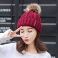 thumbnail image 2 of Women‘S Warm Solid Thicken Wool Hat Stripe Knit Windproof Cap, 2 of 5