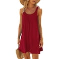 thumbnail image 1 of zanvin Robes pour Femmes, Robe de Plage pour Femmes, Paréo de Bikini, Tenue de Plage Décontractée pour les Vacances, Courte, d'Été, à Col Licou, 1 of 5