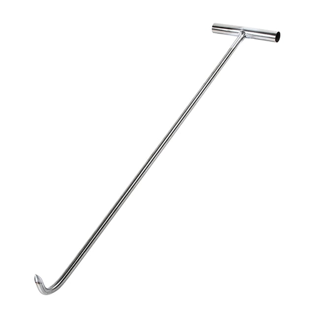 QualitChoice Manhole Hook Tool Trampoline Open Manhole Steel Sharp Single Hook Duty 68cm Heavy Cover Silver 38cm Sharp