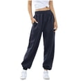 thumbnail image 4 of Timegard Sweatpants for Women Joggers Elastic Waist Drawstring Fall Winter Casual Comfy Pants with Pockets, 4 of 6
