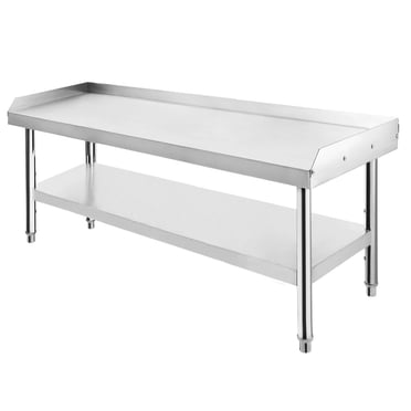 Table de Travail en Acier Inoxydable Robuste, 48"x28"x24 Pouces avec Pattes Ajustables et Confinement des Déversements pour Restaurants, Hôtels et Camions de Restauration