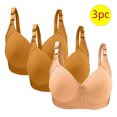 thumbnail image 1 of Bras for Women, 3PC Womans Large Size Solid Color Without Steel Ring Gathering Comfortable Bras Daily Bra, 1 of 2