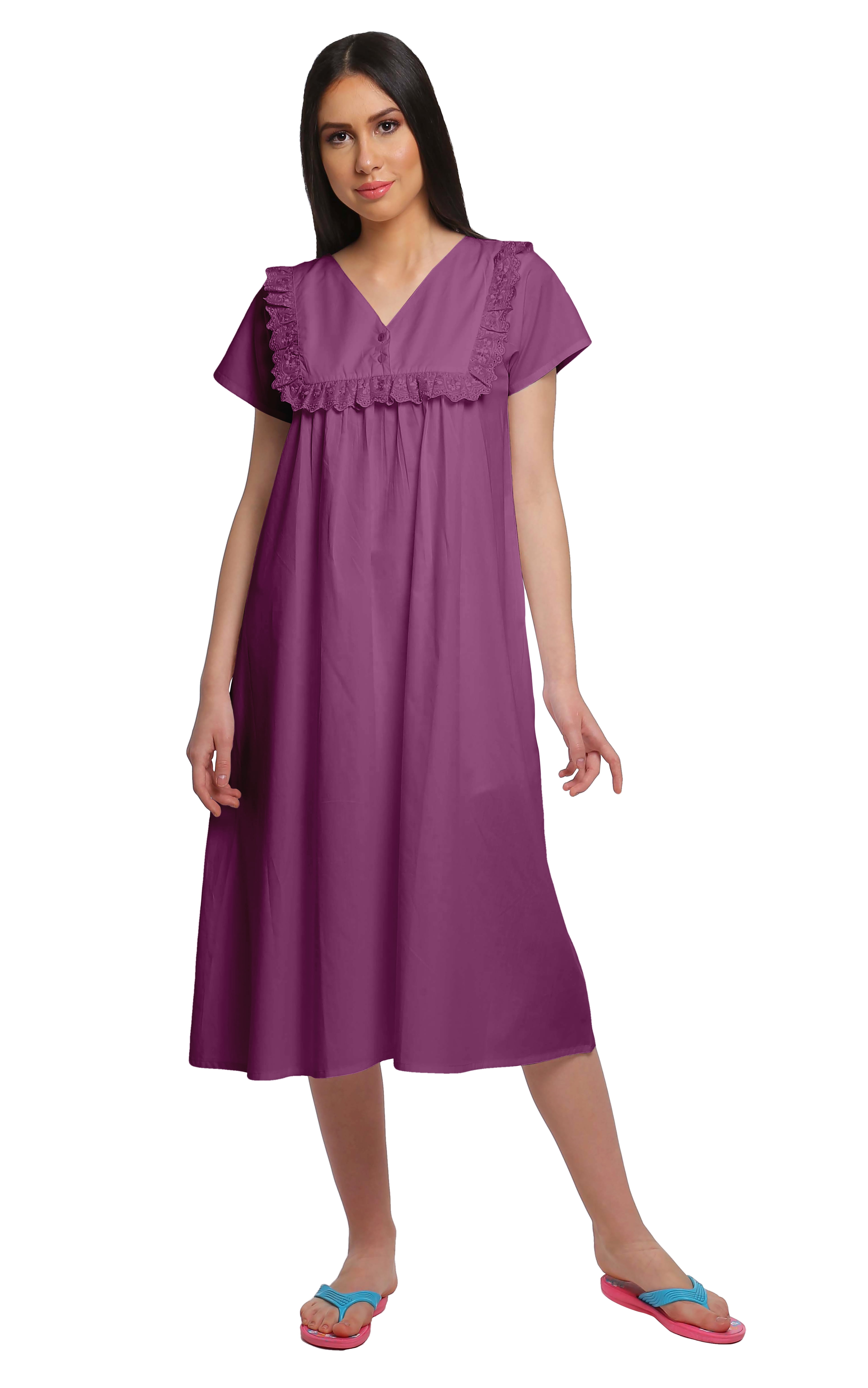 Moomaya Nuisette pour Femmes à Col en V Uni en Coton à Bretelles Spaghetti