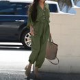 thumbnail image 4 of Pants For Women Women's Spring And Autumn V-Neck Solid Color Long Sleeve Pocket Belt Button Cargo Jumpsuit, 4 of 9