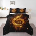 thumbnail image 1 of Musical Note Comforter Set Queen Size,Fashion Music Theme Starry Glitter Bedding Set 3 Pcs for Teens Adults,Romantic Neon Golden Sequins Print (Not Real) Down Comforter,2 Pillowcases, 1 of 6