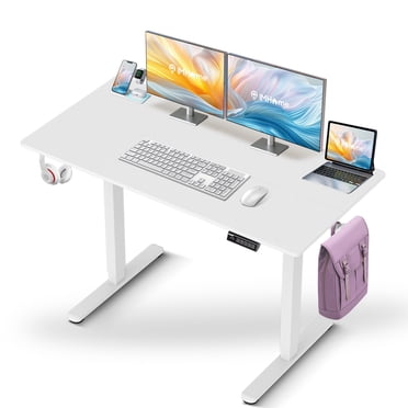 IMGadgets Bureau Assis-Debout Électrique Réglable / Grand Espace de Travail de 119 x 61 cm avec 2 Crochets / Bureau Ergonomique / Résistant aux Rayures et à l'Eau / Bureau Réglable en Hauteur pour le Travail et la Maison