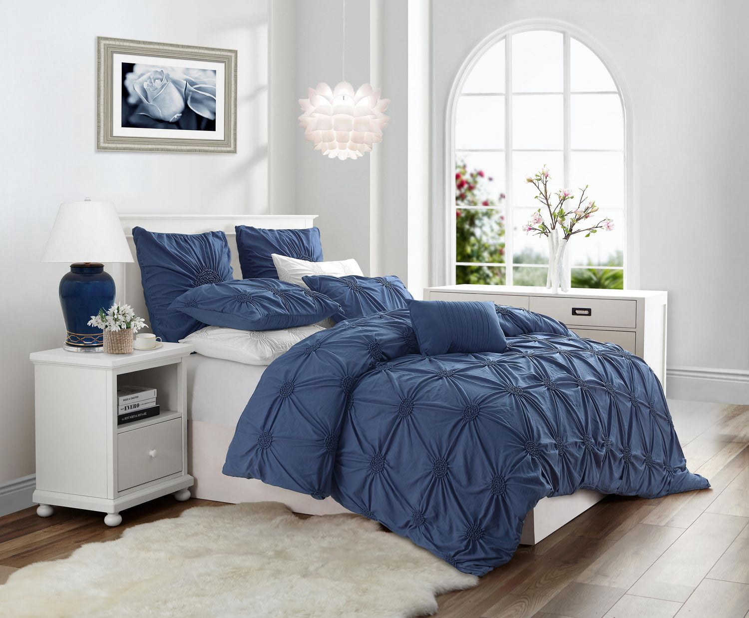 Luxury Floral Ruched High Quality Duvet Cover Set