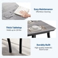 thumbnail image 3 of 3-Piece Retro Dining Set for 4 - Space-Saving Table & 2 Upholstered Benches, Chamfer Design Metal Frame Kitchen Furniture for Small Spaces/Apartments, 3 of 8