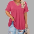 thumbnail image 2 of Chbgutlmr Womens Shirts Plus Size V Neck Ruffle Short Sleeve Ruched Blouse Loose Comfy Summer Casual Tops, 2 of 7
