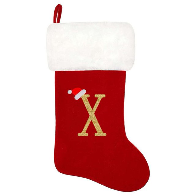 SUTENGDA 20 Inches Monogram Christmas Stockings Red Velvet with White Super Soft Plush Cuff Embroidered Xmas Stockings Classic Personalized Stocking Decorations for Family Holiday Season