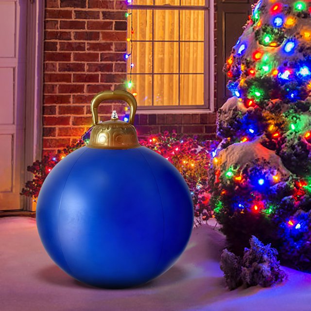 Fwttom Christmas Decoration Ball 60cm Outdoor Christmas Inflatable Decorated Ball Pvc Inflatable Christmas Ball Christmas Tree Decorations