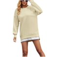 thumbnail image 4 of Gspmoly Robe d'Été, Mode Femmes Décontractée à Empiècements Fermeture Éclair Latérale Col Rond Chandail Uni Manches Longues Robes Robes de Soirée pour Femmes Offres Prime, 4 of 8