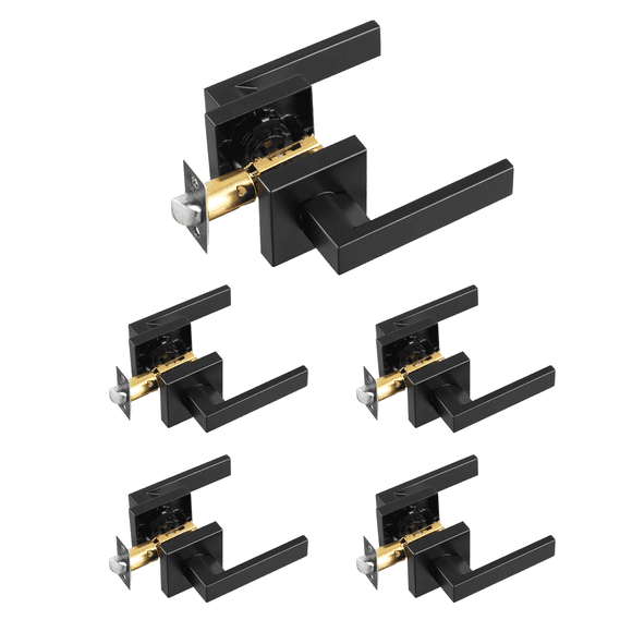 VEVOR Passage Door Handle 5 Pack Matte Black Door Lever Interior Reversible Lever