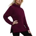thumbnail image 3 of Chandail à Col Roulé Uni pour Femme - Haut Rétro à Manches Longues Ajusté - Polyester, Coupe Ample Décontractée pour le Quotidien/travail, 3 of 3