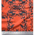 thumbnail image 1 of Soimoi Silk Fabric Leaves & Filigree Damask Decor Fabric Printed Yard 42 Inch Wide, 1 of 3