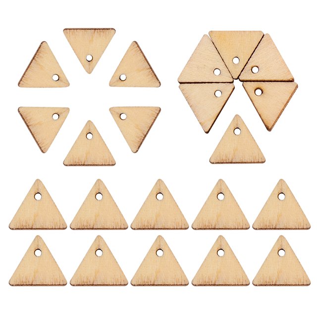 300pcs DIY Triangle Slices with Hole Pendant Wooden Pieces Unfinished Cutouts