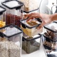 thumbnail image 4 of Cereal Storage Container Airtight Food Fresh Box Square Kitchen Storage Clear Sealed Jar Food Sacks Dispenser, 460ml, 4 of 8