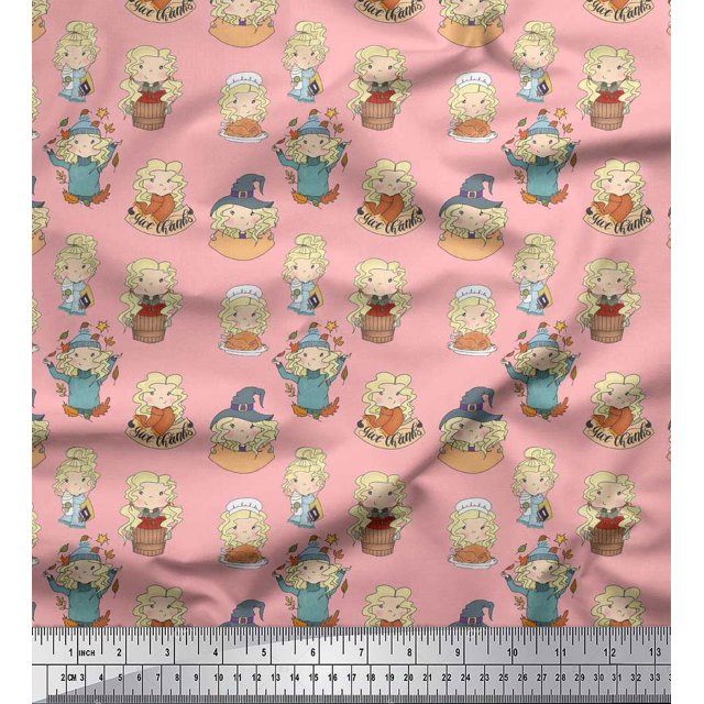 Soimoi Poly Georgette Fabric Cute Girl Kids Print Fabric by Yard 52 Inch Wide