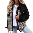 thumbnail image 2 of IROINID Veste Courte en Denim pour Femme Veste Col à Revers à Carreaux Manches Longues Décontractée de Loisirs Poches Hauts Veste Manteau à Carreaux, Noir, 2 of 9