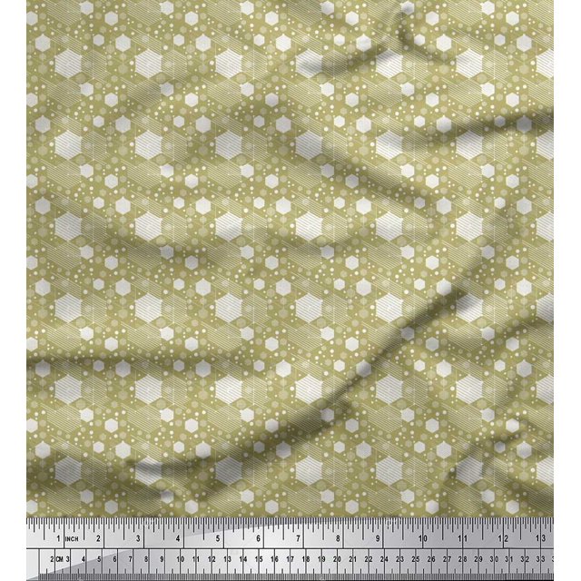 Soimoi Modal Satin Fabric Hexagon Shirting Printed Fabric 1 Yard 42 Inch Wide