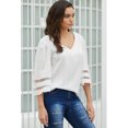 thumbnail image 4 of Blouse Ample à Manches Évasées Col en V Blanc/noir/rouge/bleu pour Femmes, 4 of 9