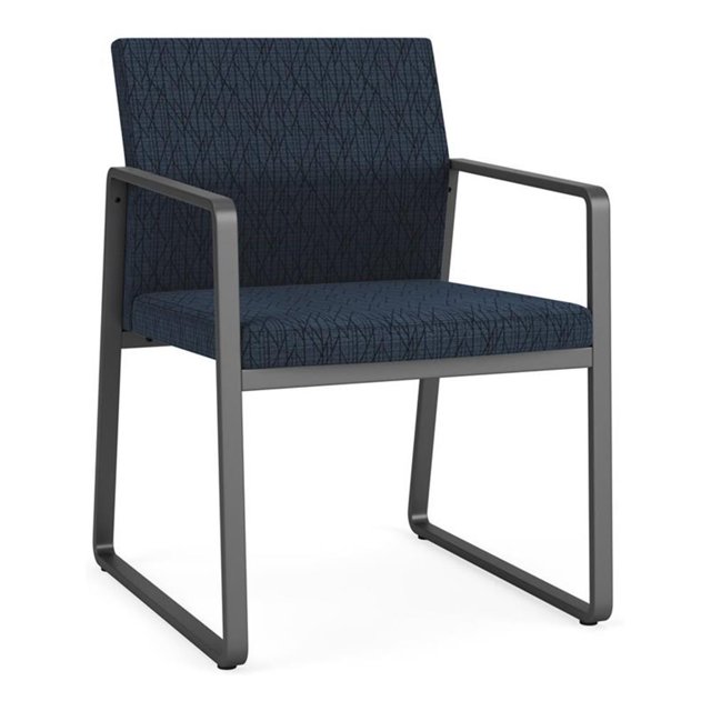 Fauteuil d'Invité pour Réception et Salle d'Attente en Soins de Santé / Acier Charbon / Bleu