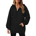 thumbnail image 1 of Womens Hoodies Quarter Zip Pullover Oversized Sweatshirts Half Zip Pullover With Pockets Fall Clothes, 1 of 7