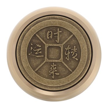KAKOWELY paper weight Solid Brass Round Paperweight Ruler Creative Chinese Calligraphy Accessory Lucky Brass Desk Weight Decorative Paperweight for Home Office Desk