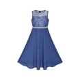thumbnail image 1 of Robe Fille Classique Bleue en Chiffon Demoiselle d'Honneur Maxi Robe de Bal 12 Ans, 1 of 6