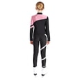 thumbnail image 2 of XUNZOO Kids Girls Long Sleeve Zipper Coat Shiny Rhinestones Contrast Color Patchwork Jacket With Leggings Figure Skating Dance Suit Pink 6, 2 of 7