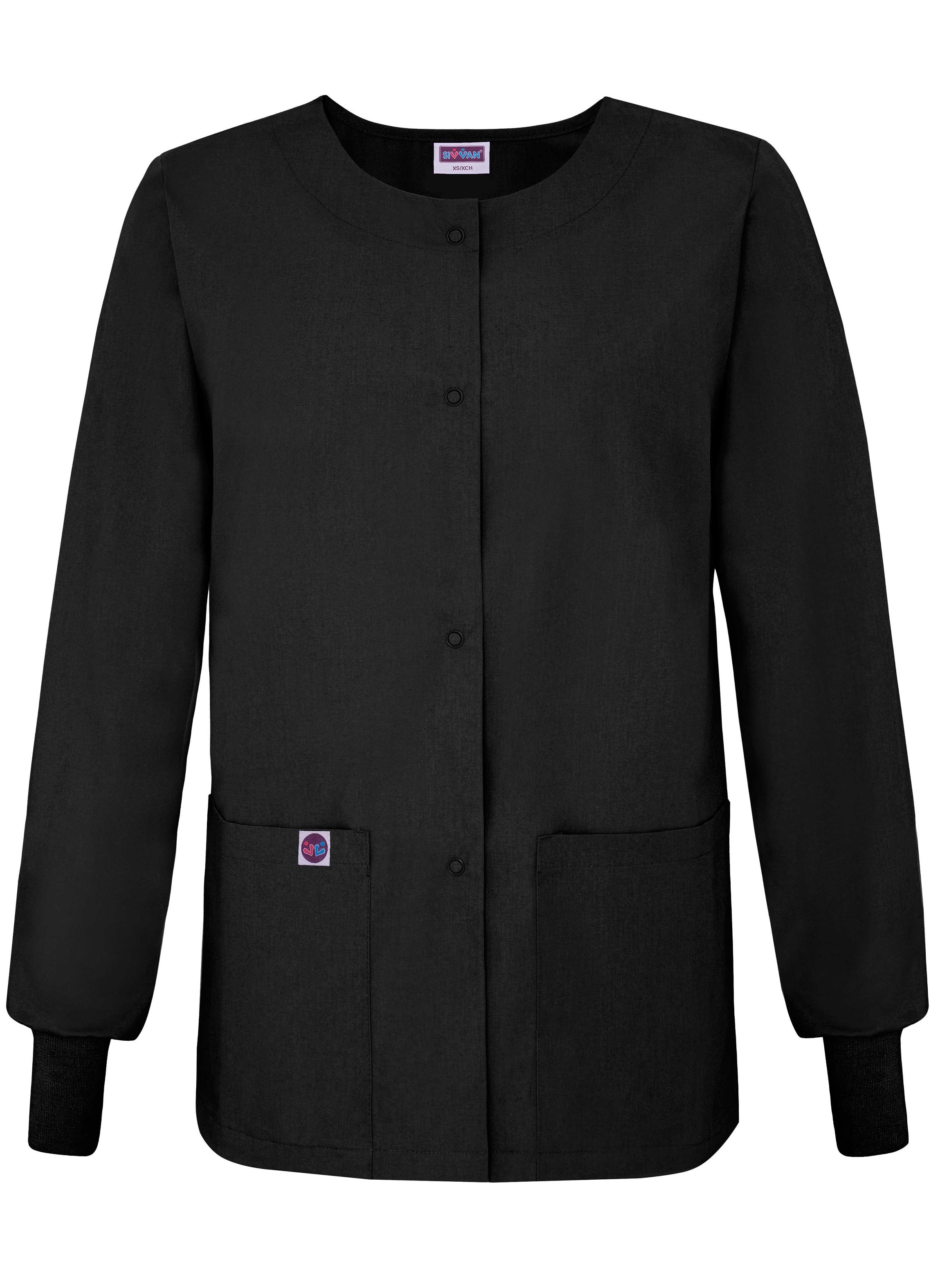 Sivvan Womens Scrub Warm-Up Jacket/Front Snaps - Round Neck