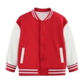 thumbnail image 1 of Girls Coats And Jackets Child Autumn Spring Long Sleeved Color Block Baseball Red Girls' Fall Tops, Tees & Blouses ,5-6 Years, 1 of 4