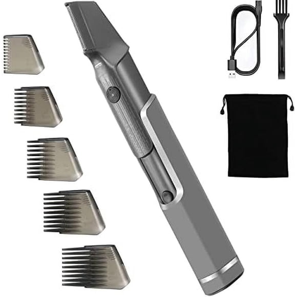 Mens Body Hair Trimmer Hair Cutting Tools Neck, Back, Facial, Beard Hair Trimmer As Seen on Tv Self Haircut Shavers for Men Long Handle Hair Cutting Comb Silver, Black, Grey Silver, Black, Grey