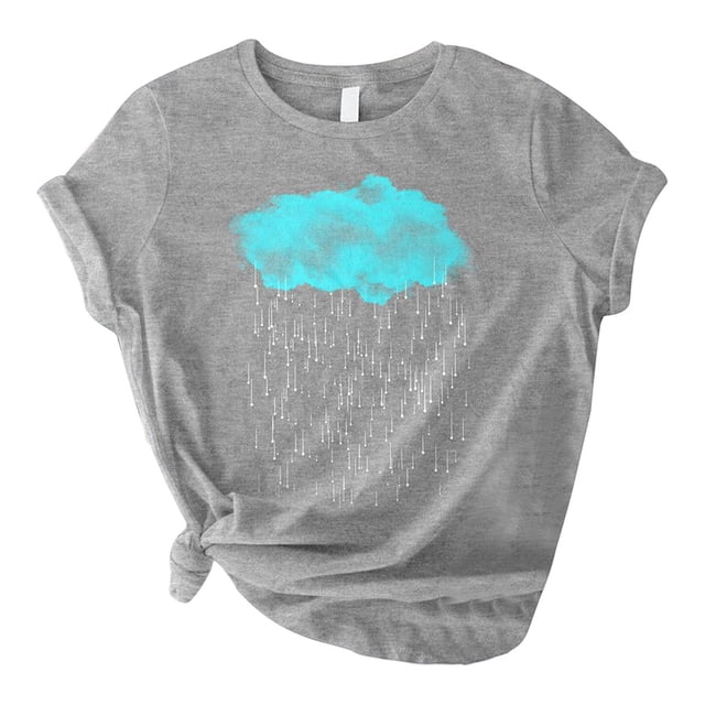 T-Shirt à Col Rond Imprimé Soleil et Lune pour Femmes Ichuanyi, Manches Courtes, Décontracté, Hauts