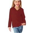 thumbnail image 5 of vdgthytj Toddler Boys Girls Long Sleeve T-Shirts Kids V Neck Solid Color Color Basic Tops Fall Spring Outfit Blouse, 5 of 5