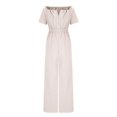 thumbnail image 3 of Birdeem Womens One Line Neck Waist Loose Straight Jumpsuit Versatile Pants, 3 of 5