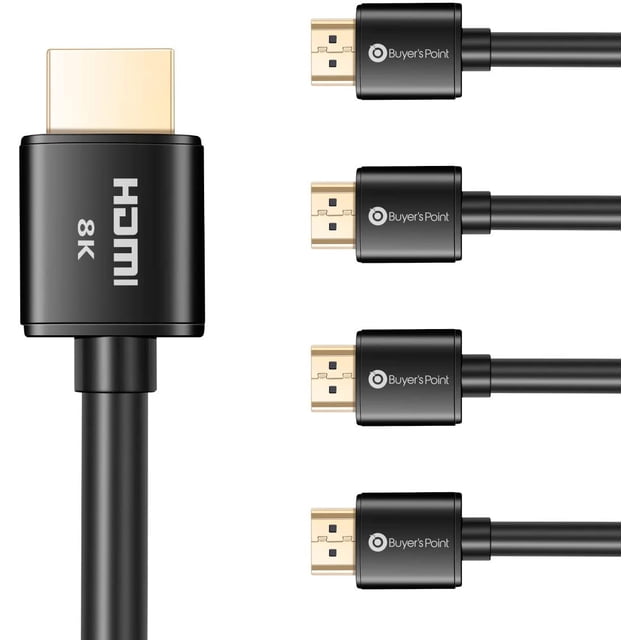 Buyer’s Point Ultra High Speed HDMI 2.1 Cable CL3 Rated Dynamic HDR 1.8M(6ft) 8K 120Hz, 48Gbps, Dolby Vision, eARC, Compatible with Apple TV, Nintendo Switch, Roku, Xbox, PS4, Pack of 5 Black
