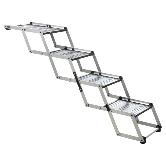Trixie Escaliers pour Chien en Aluminium avec Surface en Caoutchouc Antidérapante - Escaliers pour Animaux à 4 Marches pour Lits et Canapés - Pliables et Faciles à Ranger - en Argent/noir