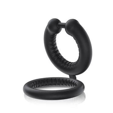 XBONP Dual Penis Ring for Men, Silicone Erection Enhancing Ring Adult Sex Toys for Men Couples,Black